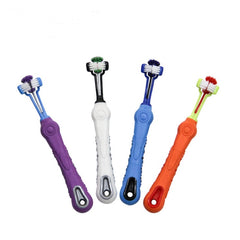 Three Sided Pet Toothbrush Dog Brush Bad Breath Tartar Teeth Care - TikTopia