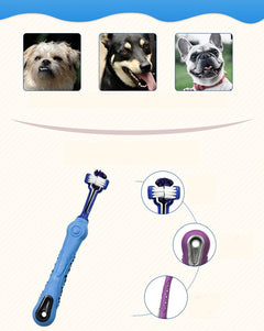 Three Sided Pet Toothbrush Dog Brush Bad Breath Tartar Teeth Care - TikTopia