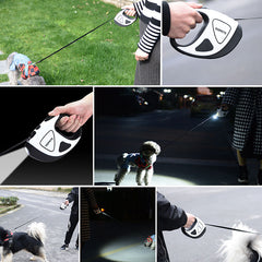 Pet Dog Automatic Retractable Fiber Leash Night Safety LED Shining Automatic Stretching Dog Hand Holding Rope Pet Supplies - TikTopia