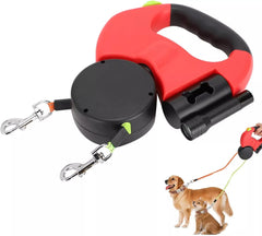 Retractable Lead Leash Double  Dual Doggie 2 Dog 50 Pounds For Pet - TikTopia