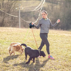 Retractable Lead Leash Double  Dual Doggie 2 Dog 50 Pounds For Pet - TikTopia