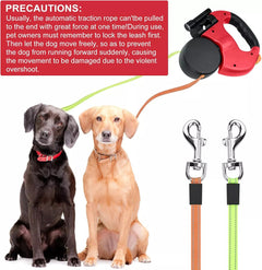 Retractable Lead Leash Double  Dual Doggie 2 Dog 50 Pounds For Pet - TikTopia