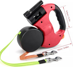 Retractable Lead Leash Double  Dual Doggie 2 Dog 50 Pounds For Pet - TikTopia