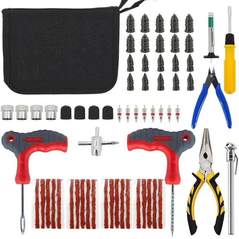 65PCS TYRE PUNCTURE REPAIR TOOL KIT MOTORCYCLE CAR VAN EMERGENCY TUBELESS TIRE - TikTopia