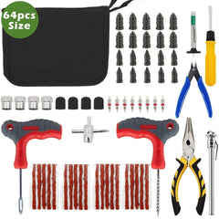 65PCS TYRE PUNCTURE REPAIR TOOL KIT MOTORCYCLE CAR VAN EMERGENCY TUBELESS TIRE - TikTopia