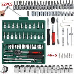 52pc Metric Socket Set Ratchet Torx Wrench Kit 1-4 Drive Repair Tool With Case - TikTopia