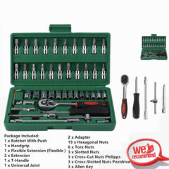 52pc Metric Socket Set Ratchet Torx Wrench Kit 1-4 Drive Repair Tool With Case - TikTopia