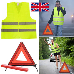 Car Warning Triangle Reflective Emergency Breakdown & High Visibility Vest - TikTopia
