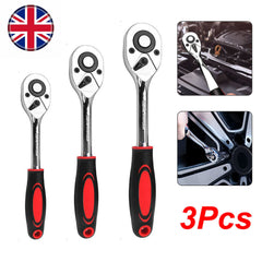 3 Piece 1 2  3  8  & 1  4  Ratchet Set Drive Heavy Duty Ratchet Socket UK - TikTopia