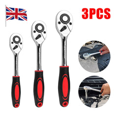 3 Piece 1 2  3  8  & 1  4  Ratchet Set Drive Heavy Duty Ratchet Socket UK - TikTopia