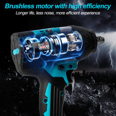 2000Nm 1-2 Cordless Electric Impact Wrench Drill Ratchet Driver For 18V - TikTopia