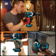 2000Nm 1-2 Cordless Electric Impact Wrench Drill Ratchet Driver For 18V - TikTopia