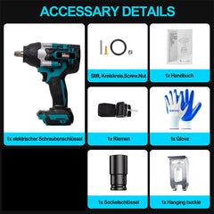 2000Nm 1-2 Cordless Electric Impact Wrench Drill Ratchet Driver For 18V - TikTopia