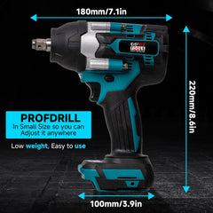 2000Nm 1-2 Cordless Electric Impact Wrench Drill Ratchet Driver For 18V - TikTopia