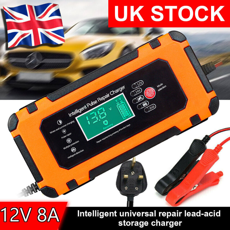 8A Smart Car Battery Fast Charger 12V Charger Automatic Pulse Repair AGM-GEL UK - TikTopia