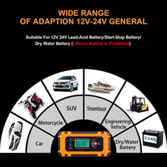 8A Smart Car Battery Fast Charger 12V Charger Automatic Pulse Repair AGM-GEL UK - TikTopia