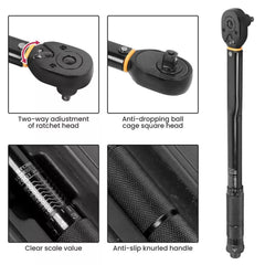 Square Drive Torque Wrench Ratchet 13.6-108.5Nm 10-80Ft-Lb 3 In 1 - TikTopia