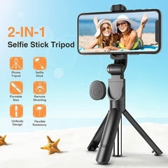 Bluetooth Selfie Tripod Telescopic Stick Remote Monopod Extendable Phone Holder - TikTopia
