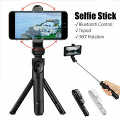 Bluetooth Selfie Tripod Telescopic Stick Remote Monopod Extendable Phone Holder - TikTopia