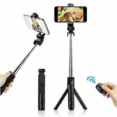 Bluetooth Selfie Tripod Telescopic Stick Remote Monopod Extendable Phone Holder - TikTopia