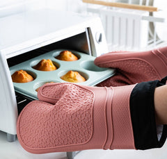 Heat-Resistant Silicone Oven Gloves (1 Pair) – Non-Slip, Waterproof & Flameproof - TikTopia