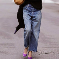 Loose Mid Waist Casual Straight Pants Cropped Pants - TikTopia