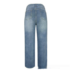 Loose Mid Waist Casual Straight Pants Cropped Pants - TikTopia