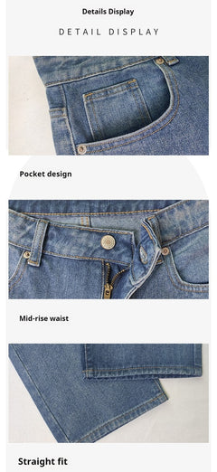 Loose Mid Waist Casual Straight Pants Cropped Pants - TikTopia
