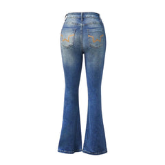 Women’s High-Waist Heart Cut-Out Bootcut Jeans – Vintage Wash Y2K Style - TikTopia
