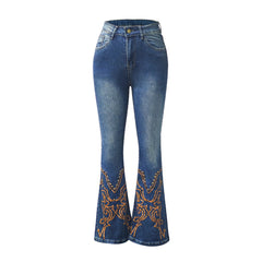 Women’s High-Waist Heart Cut-Out Bootcut Jeans – Vintage Wash Y2K Style - TikTopia