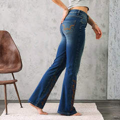 Women’s High-Waist Heart Cut-Out Bootcut Jeans – Vintage Wash Y2K Style - TikTopia