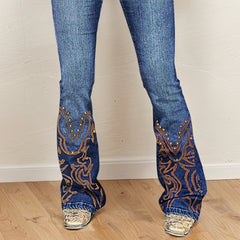 Women’s High-Waist Heart Cut-Out Bootcut Jeans – Vintage Wash Y2K Style - TikTopia