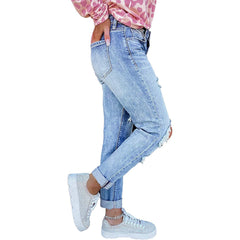 Women's Skinny Ripped Jeans Hand-worn - TikTopia
