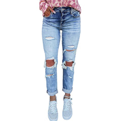 Women's Skinny Ripped Jeans Hand-worn - TikTopia