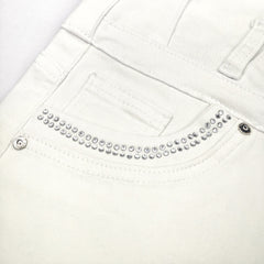 White High Waist Button Shorts Slim Fit Stretch Denim Bling Pocket Hot Girl Summer Look Club Chic Curve Flattering Pants For Women Forbidden Platform - TikTopia