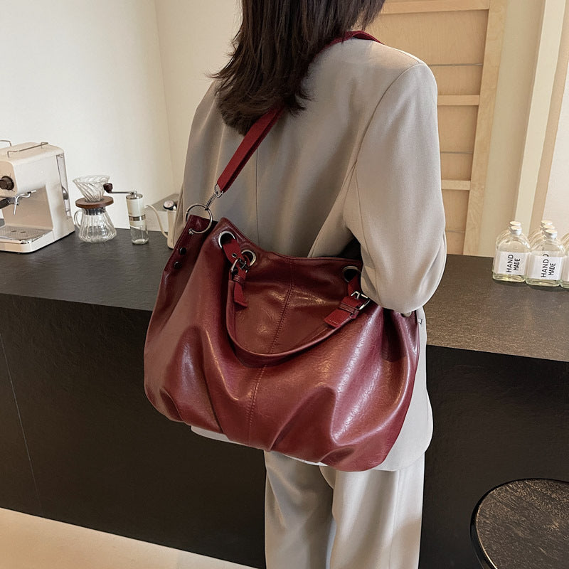 Solid Color Portable One-shoulder Tote Women's Bag - TikTopia