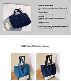 Denim Shoulder Bag Large Capacity Totes - TikTopia