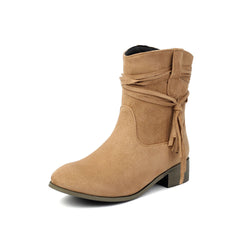 Short Boots Round Toe Foreign Trade Suede Tassel Women's Shoes - TikTopia