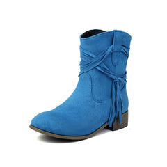 Short Boots Round Toe Foreign Trade Suede Tassel Women's Shoes - TikTopia