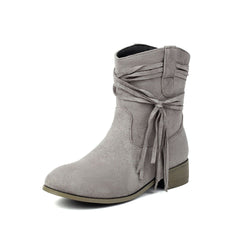 Short Boots Round Toe Foreign Trade Suede Tassel Women's Shoes - TikTopia