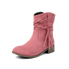 Short Boots Round Toe Foreign Trade Suede Tassel Women's Shoes - TikTopia