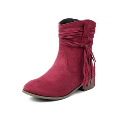 Short Boots Round Toe Foreign Trade Suede Tassel Women's Shoes - TikTopia