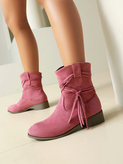 Short Boots Round Toe Foreign Trade Suede Tassel Women's Shoes - TikTopia