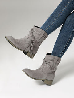 Short Boots Round Toe Foreign Trade Suede Tassel Women's Shoes - TikTopia