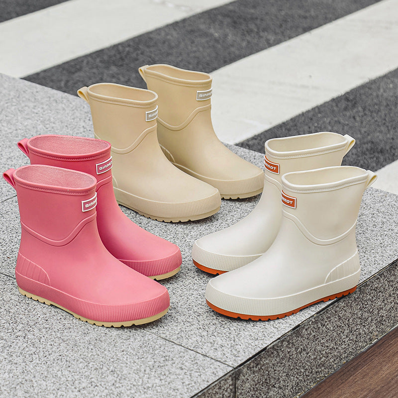 Mid-calf Women's Stylish Water Shoes Outdoor Non-slip Adult Rain Boots - TikTopia