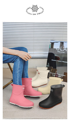 Mid-calf Women's Stylish Water Shoes Outdoor Non-slip Adult Rain Boots - TikTopia