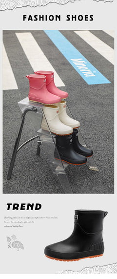 Mid-calf Women's Stylish Water Shoes Outdoor Non-slip Adult Rain Boots - TikTopia