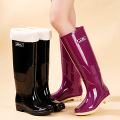 Fleece-lined Warm Length Waterproof Rain Boots - TikTopia