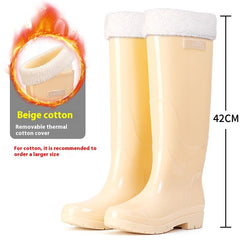 Fleece-lined Warm Length Waterproof Rain Boots - TikTopia