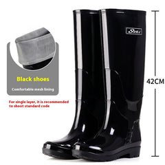 Fleece-lined Warm Length Waterproof Rain Boots - TikTopia